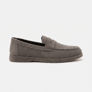 Mocassin Homme Penny Loafer Souple en Suédé Gris
