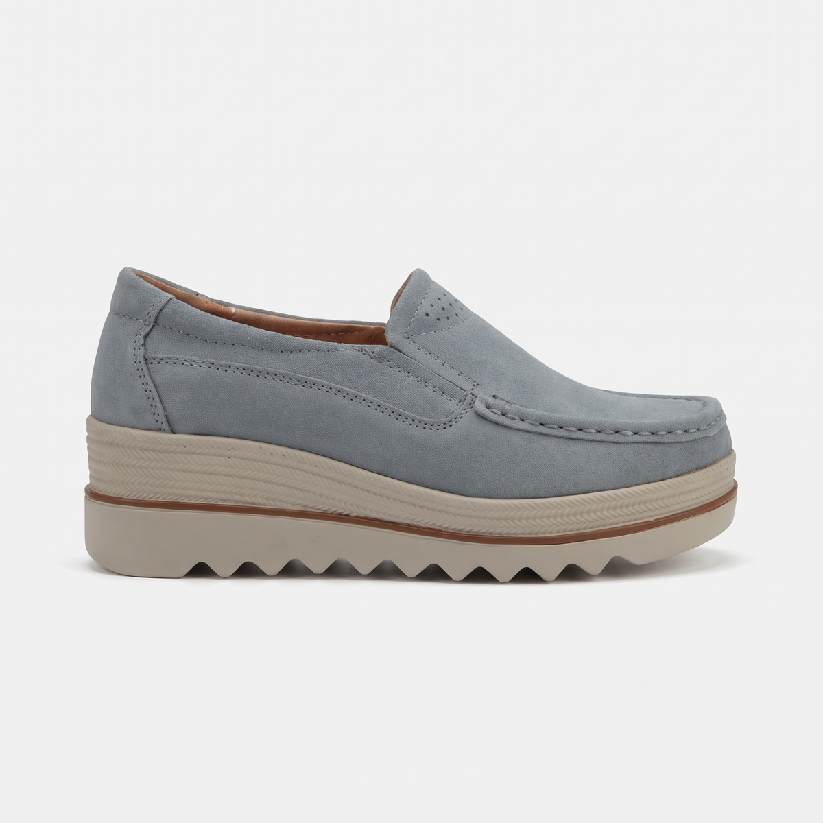 Mocassin Femme Compensé à Semelle Crantée