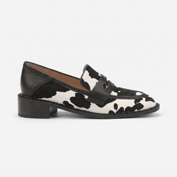 Mocassin Femme en Cuir à Talon Imprimé Vache
__switch:Noir