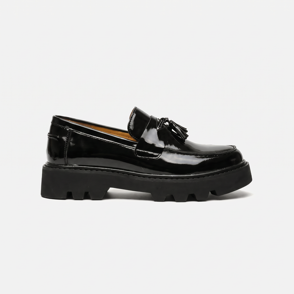 Mocassin Plateforme à Pampilles en Cuir Vernis