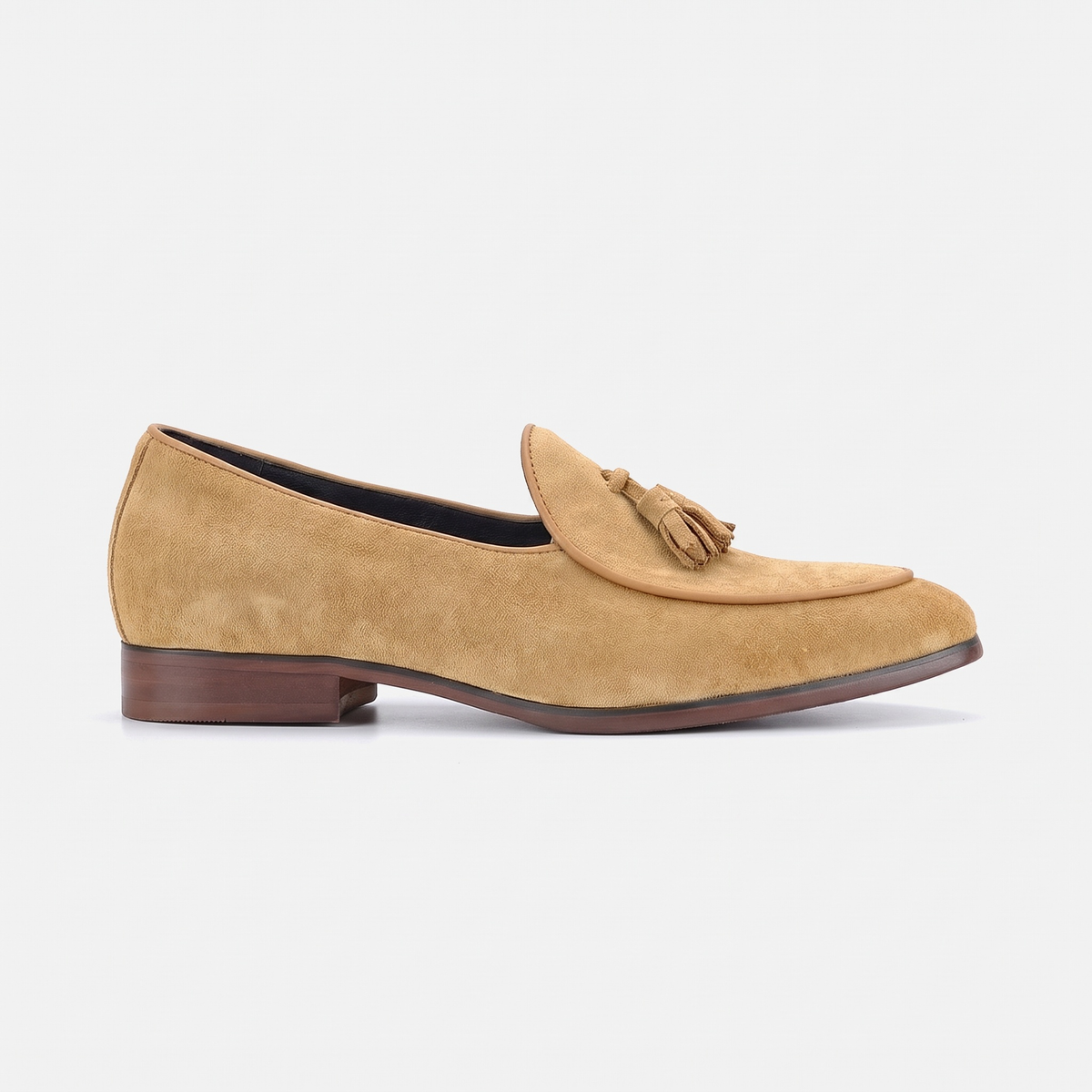 Mocassin Classique à Pampilles en Cuir Suédé avec Petit Talon