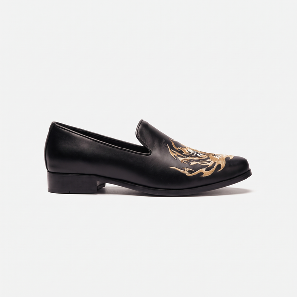 Mocassin Homme Mariage en Cuir Lisse Bordé Dragon