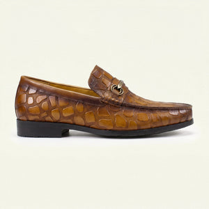 Mocassin à Mors en Cuir Embossé Crocodile