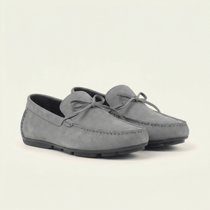 Mocassin à Picots Gris à Lacets Décoratifs