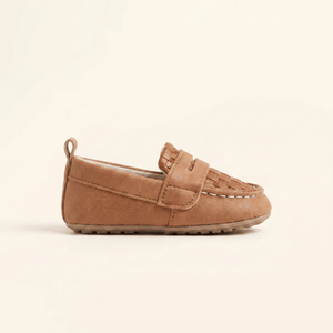 Mocassin Bébé Penny Tressé en Cuir Marron