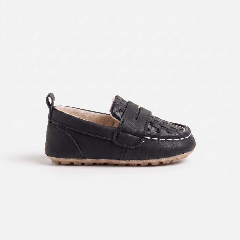 Mocassin Bébé Penny Tressé en Cuir Noir
__switch:Noir