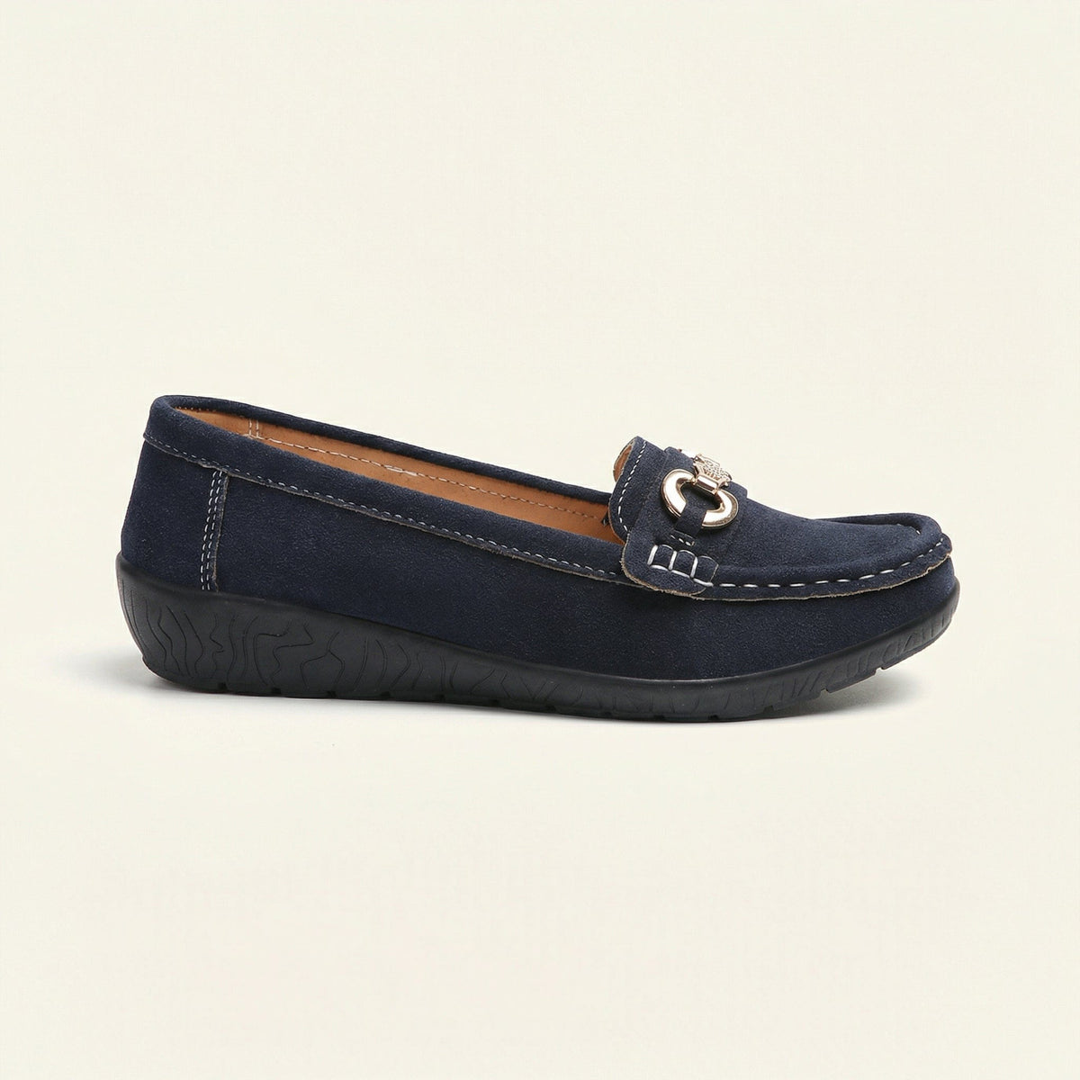 Mocassin Confort à Bijou Décoratif en Suédé