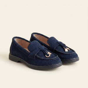 Mocassin Enfant à Glands en Daim bleu marine