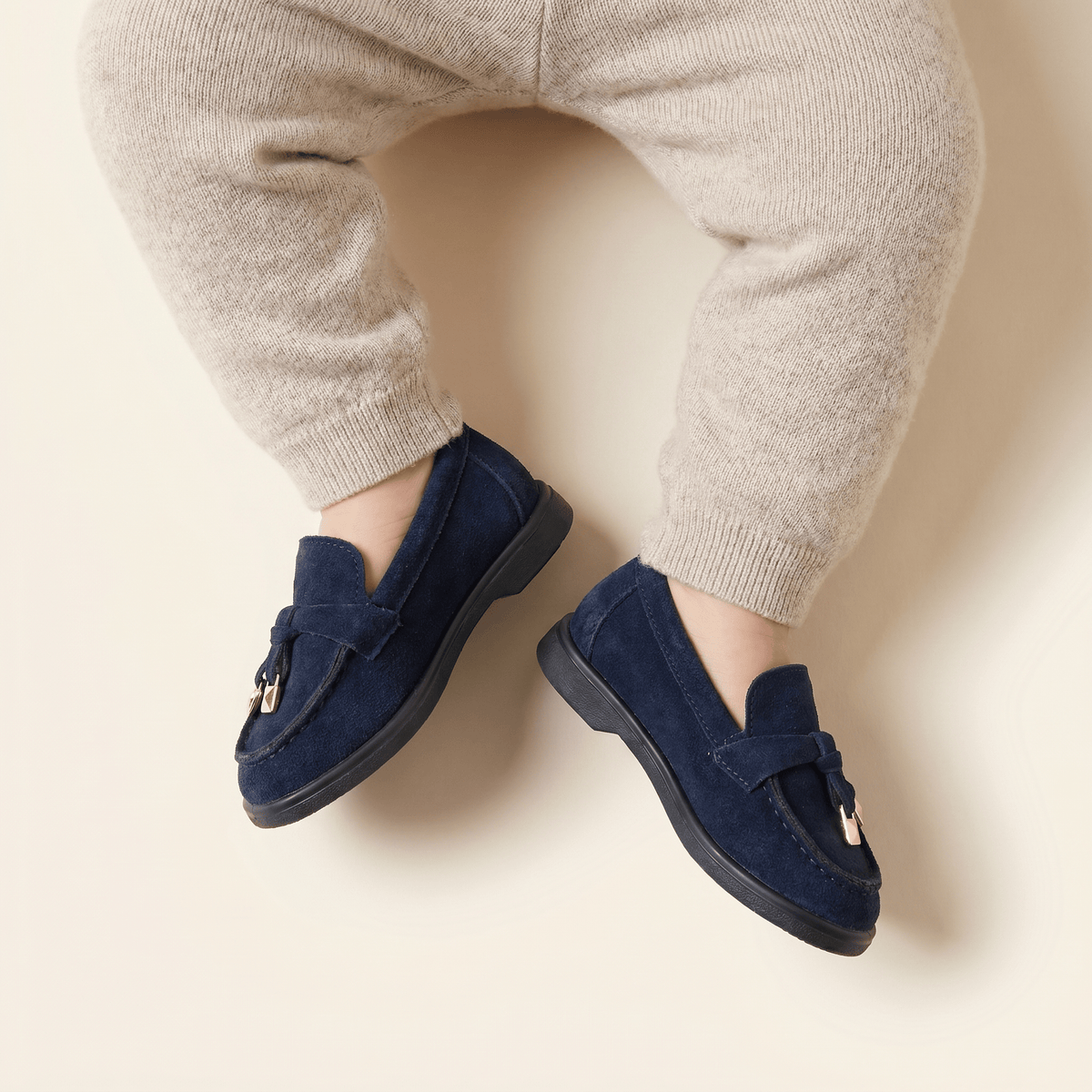 Mocassin Enfant à Glands en Daim bleu marine