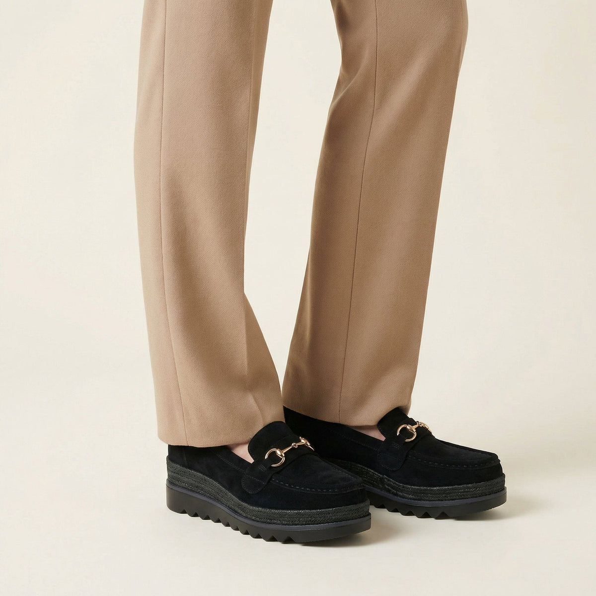 Mocassin Femme Compensé à Mors en Daim