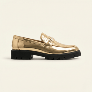 Mocassin Femme et Homme Plateforme Effet Métallisé