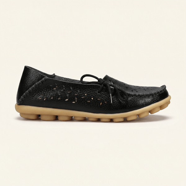 Mocassin Femme Perforé avec Lacets et Picots
__switch:Noir