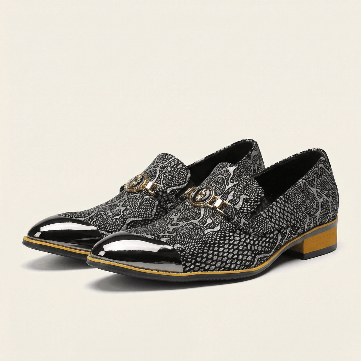 Mocassin Habillé en Cuir Texturé Effet Reptile