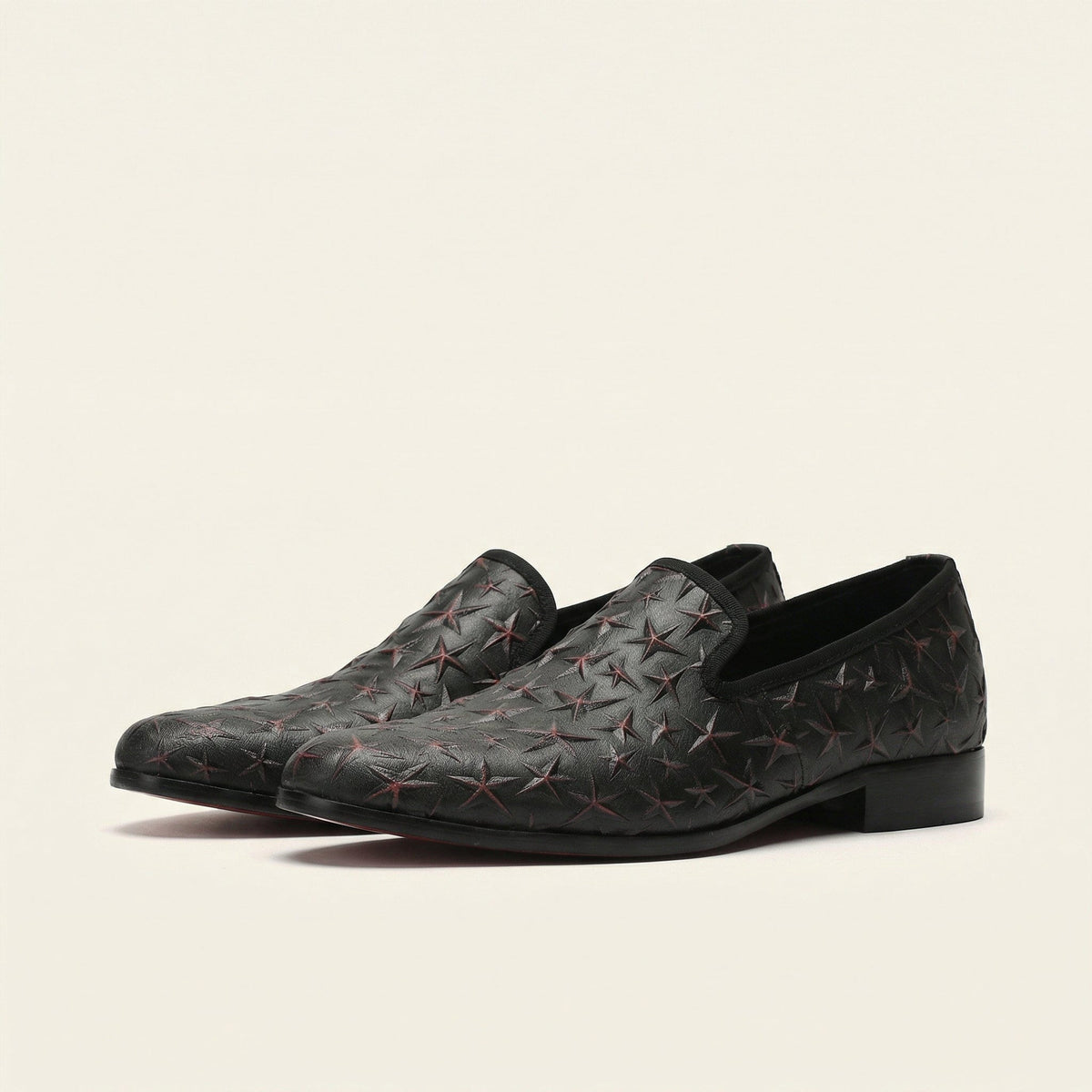 Mocassin Habillé Homme en Cuir Embossé à Motif Étoiles