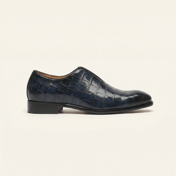 Mocassin Habille Slip-on Effet Crocodile __switch:Bleu