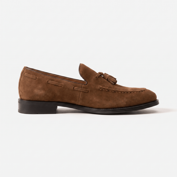 Mocassin Homme à Gland en Cuir Suédé avec Talon __switch:Marron