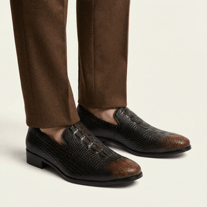 Mocassin Homme en Cuir Embossé effet Crocodile