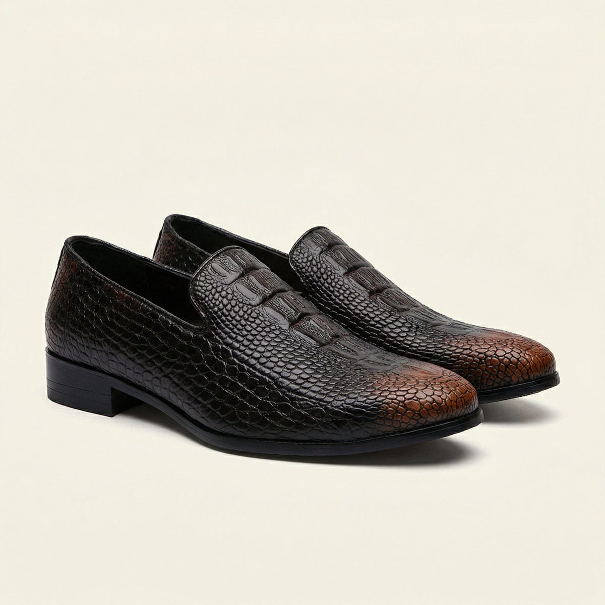 Mocassin Homme en Cuir Embossé effet Crocodile