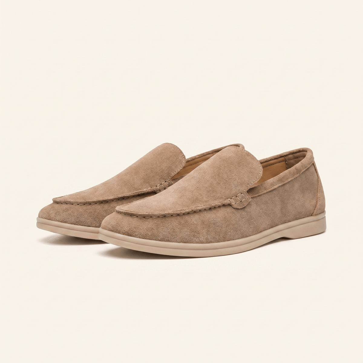 Mocassin Homme Slipper Minimaliste en Daim Camel