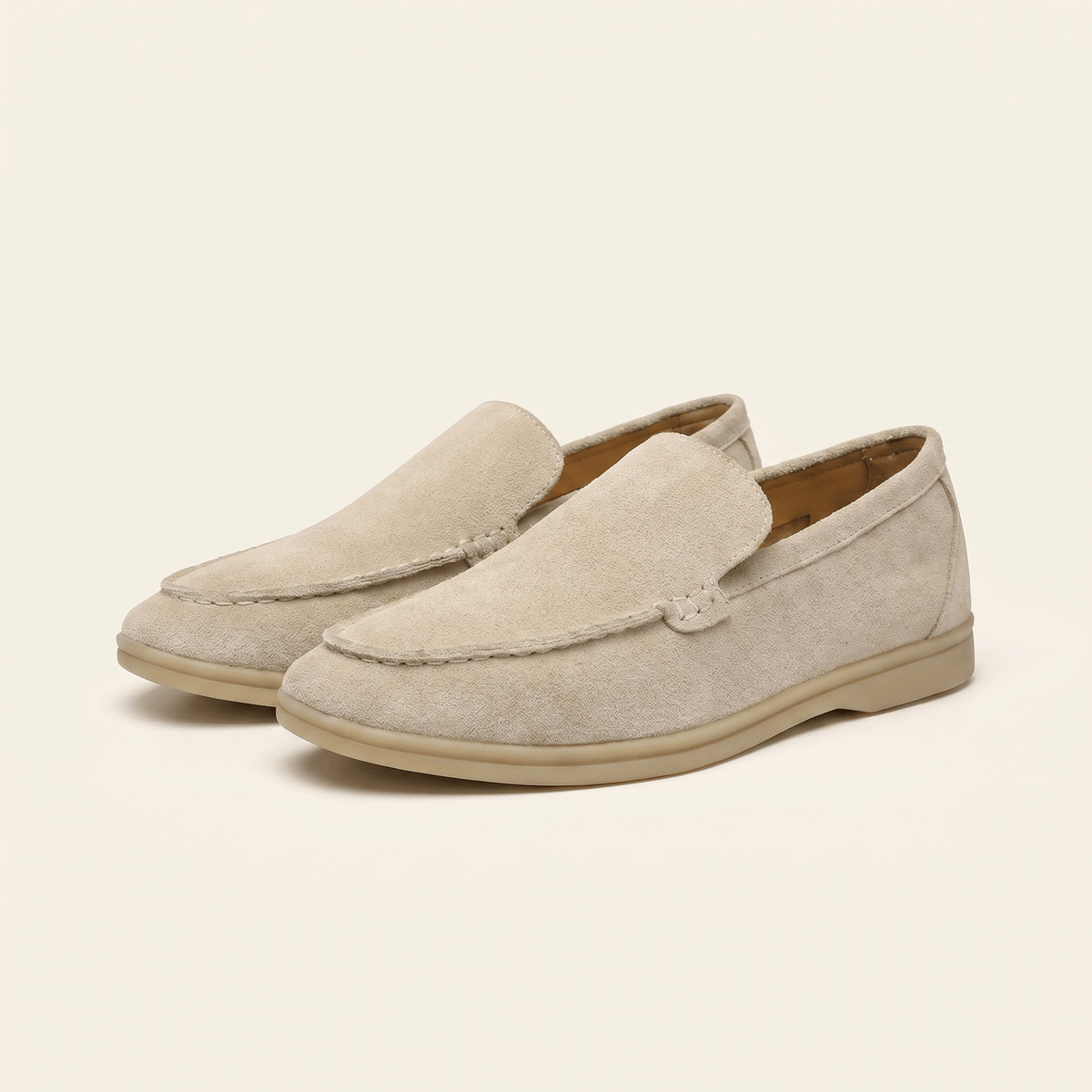 Mocassin Homme Slipper Minimaliste en Daim Camel Beige