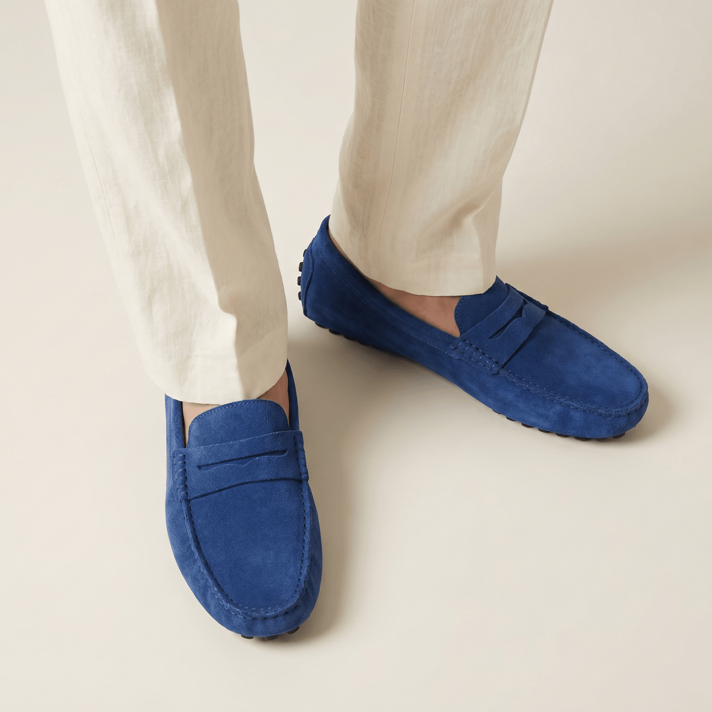 Mocassin Souple en Cuir Suédé à Bande
