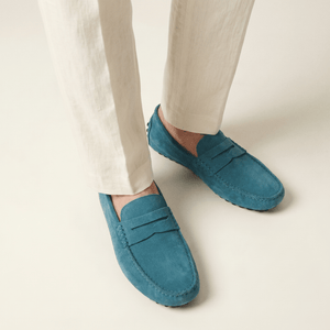 Mocassin Souple en Cuir Suédé à Bande