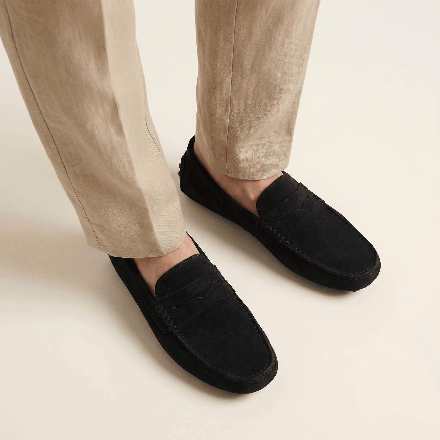 Mocassin Souple en Cuir Suédé à Bande