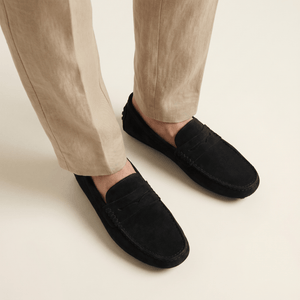 Mocassin Souple en Cuir Suédé à Bande