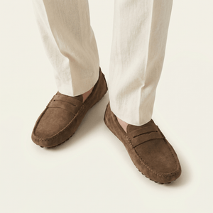 Mocassin Souple en Cuir Suédé à Bande