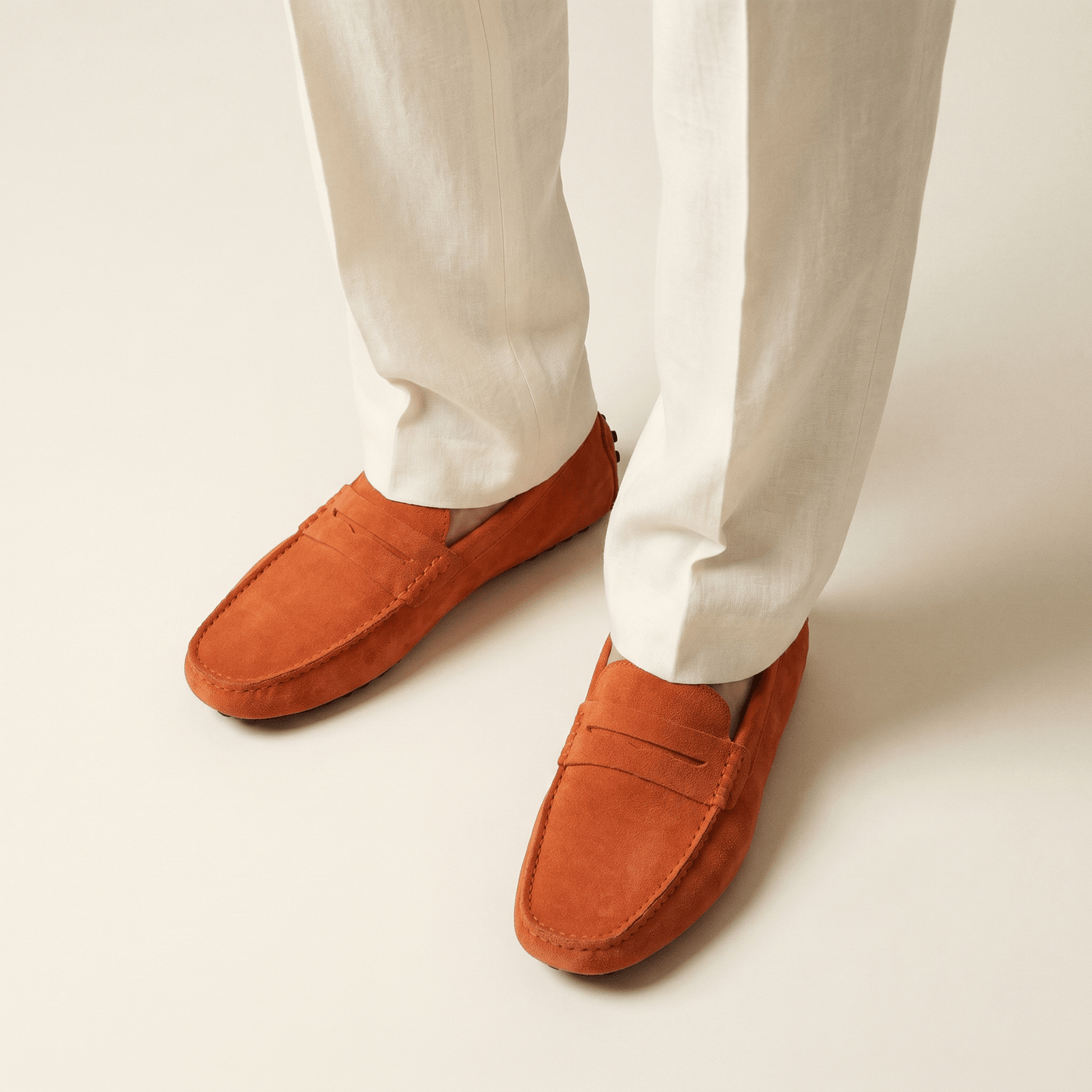 Mocassin Souple en Cuir Suédé à Bande