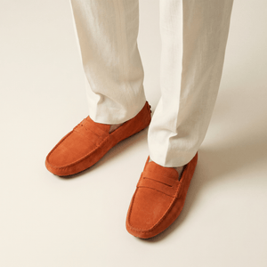 Mocassin Souple en Cuir Suédé à Bande