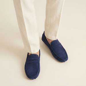 Mocassin Souple en Cuir Suédé à Bande