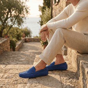 Mocassin Souple en Cuir Suédé à Bande