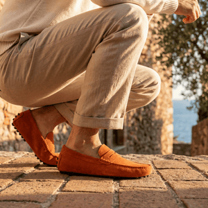 Mocassin Souple en Cuir Suédé à Bande