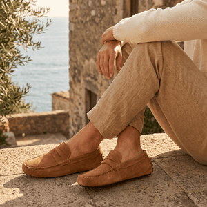 Mocassin Souple en Cuir Suédé à Bande