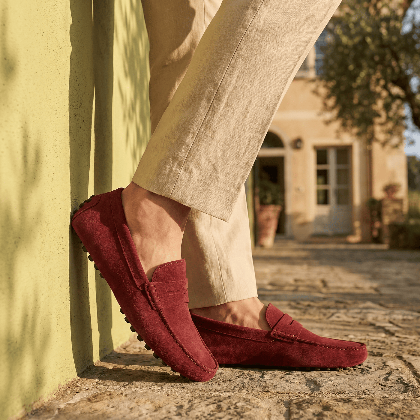 Mocassin Souple en Cuir Suédé à Bande