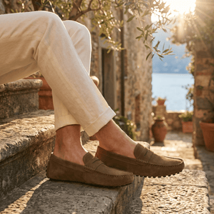 Mocassin Souple en Cuir Suédé à Bande