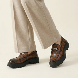 Mocassin Plateforme à Mors en Cuir Embossé Crocodile