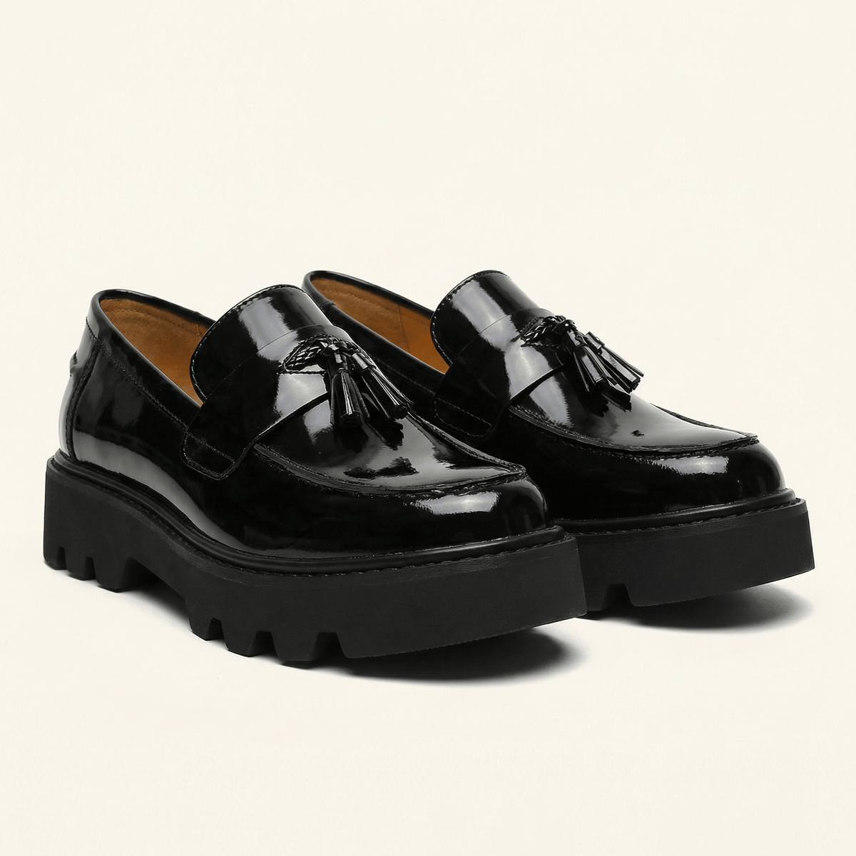 Mocassin Plateforme à Pampilles en Cuir Vernis