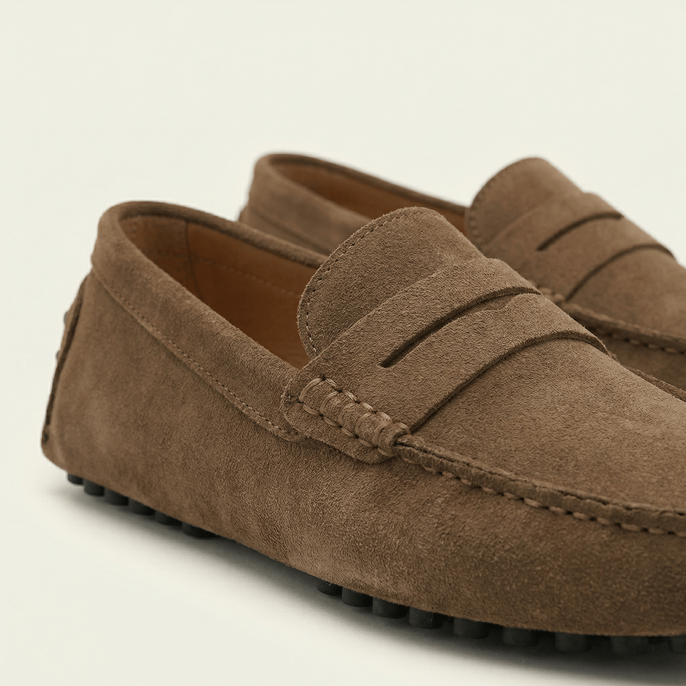 Mocassin Souple en Cuir Suédé à Bande