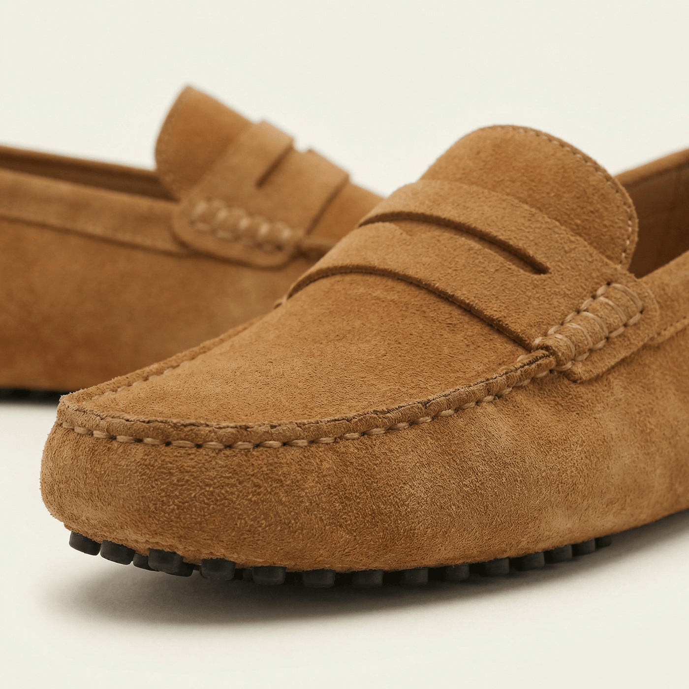 Mocassin Souple en Cuir Suédé à Bande