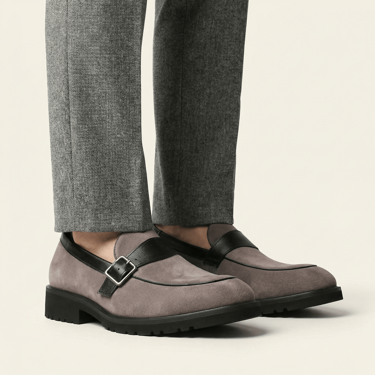Mocassin Style Monk Strap à Boucle