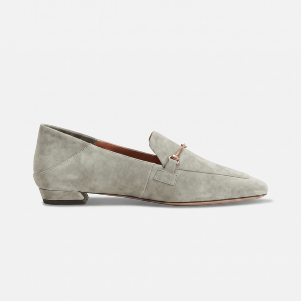 Mocassins Femme en Daim Détail Doré Bout Carré avec Petit Talon Vert
__switch:Vert